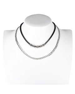 Trendy Silver Tone Designer Choker & Necklace Combination