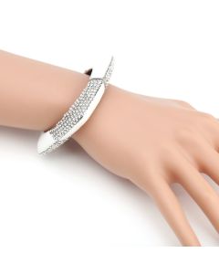 Dazzling Silver Tone & Sparkling Crystal Designer Bangle Bracelet