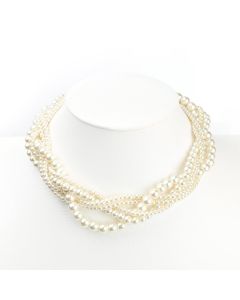 Exquisite Multi-Strand, Intertwined, Faux Pearl Choker Necklace