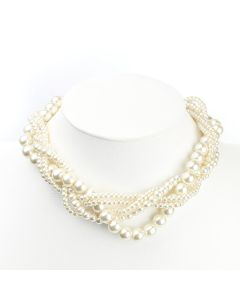 Exquisite Multi-Strand, Intertwined, Faux Pearl Choker Necklace