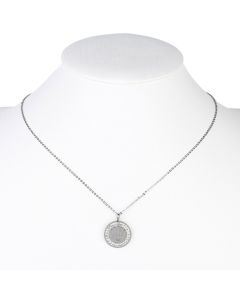 Contemporary Silver (White Gold) Tone Designer Necklace with Royal Crown Pendant and Sparkling Crystals