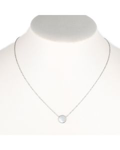 Contemporary Designer Necklace with Arctic White Faux Mother-of-Pearl Circular Geometric Pendant