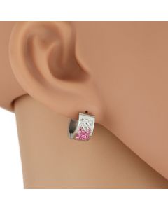 Gorgeous Silver Tone Huggie Earrings with Sparkling Crystals