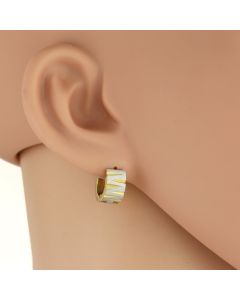 Contemporary Two Tone (Silver & Gold Tone) Huggie Earrings