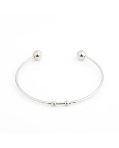 Contemporary Silver Tone Necklace and Open Bangle Bracelet Set