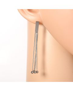 Stylish Silver Tone Designer Drop Earrings with Dangling Tassels