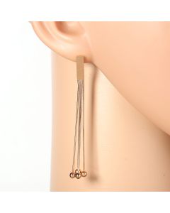 Stylish Rose Gold Tone Designer Drop Earrings with Dangling Tassels