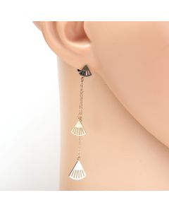 Stylish Rose Gold Tone Designer Drop Earrings with Dangling Chain & Shell Shaped Accents