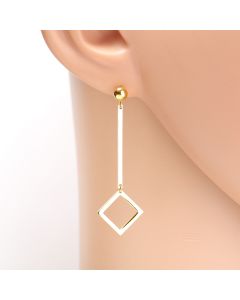 Contemporary Gold Tone Designer Drop Geometric Earrings with Dangling Accent