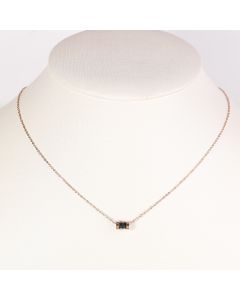 Stylish Rose Gold Tone Designer Pendant Necklace with Jet Black Faux Onyx Inlay and "LOVE" Inscription