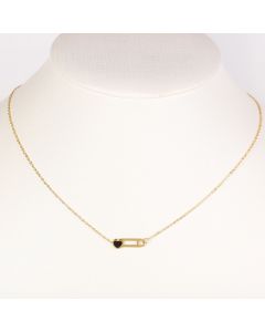 Stylish Gold Tone Designer Heart Pendant Necklace with Jet Black Inlay