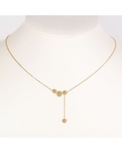 Simple & Endearing Gold Tone Designer Floral Trio Necklace with Dangling Flower Accent