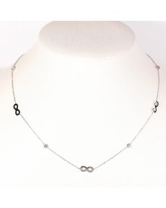 Trendy Silver Tone Designer Infinity Necklace with Twinkling Sparkling Crystals