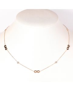 Trendy Rose Gold Tone Designer Infinity Necklace with Twinkling Sparkling Crystals