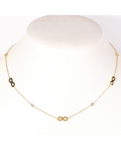 Trendy Gold Tone Designer Infinity Necklace with Twinkling Sparkling Crystals
