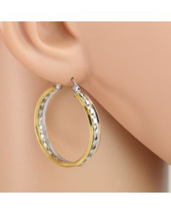 Stunning Polished Center Twist Tri-Color Hoop Earrings (Classic Center Twist)