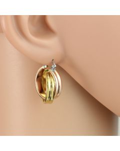 Simple Twisted Rose & Gold Tone Polished Hoop Earrings