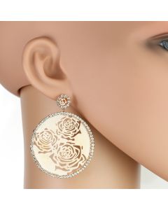 Eye-Catching Rose Tone Cut-Out Earrings Engulfed by Sparkling Crystals (Rose)