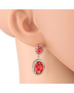 Breathtaking Faux Ruby Earrings with Dazzling Sparkling Crystals