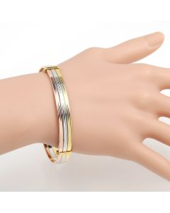 Contemporary Tri-Color (Rose/Silver/Gold Tone) Bangle Bracelet