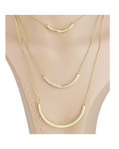 Trendy Multi-Strand Gold Tone 3 Bar Necklace (Gold Multi-Strand)