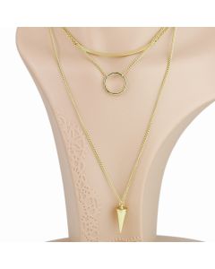 Distinctive Gold Tone Multi-Strand Necklace (Gold Circle)