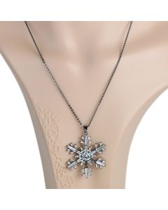 Contemporary Charcoal Gun Metal Tone Necklace with Sparkling Crystals (Charcoal Sparkler)