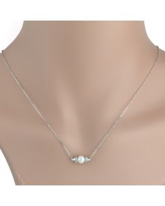 Stylish Silver Tone Designer Necklace with Faux Pearl and Sparkling Crystals (Pearl 2)