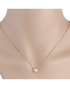 Stylish Rose Gold Tone Necklace with Heart Shaped Sparkling Crystal (Bezel Heart)