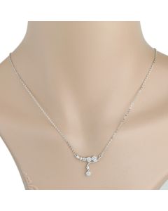 Sophisticated Silver Tone Designer Necklace with Twinkling Sparkling Crystals (Simple Elegance)