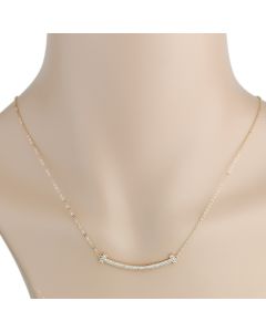 Stylish Rose Gold Tone Designer Bar Necklace with Sparkling Pave Set Sparkling Crystals (Rose Curved Bar)