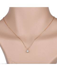 Contemporary Rose Gold Tone Necklace with an Eye Catching Clover Shaped Sparkling Crystal (Bezel Clover)