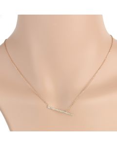 Sleek Rose Gold Tone Designer Necklace with a Combination of Baguette & Brilliant Cut Sparkling Crystals (Rose Bar)