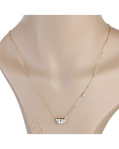 Stunning Gold Tone Designer Solitaire Necklace with Striking Half Moon Faux White Sapphire (Stunning Sparkler)