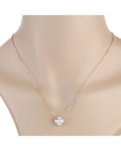 Magnificent Rose Tone Designer Necklace with Eye Catching Faux White Sapphire Clover (Rose Dazzler)