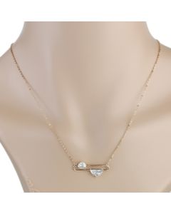 Stunning Rose Gold Tone Designer Necklace with Striking Half Moon Faux White Sapphire (Rose Sparkler)