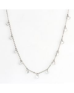 Delicate Silver Tone Designer Necklace with Dangling Sparkling Crystals (Dangling Sparkler)