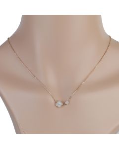 Delicate Rose Gold Tone Double Clover Necklace with Twinkling Embedded Sparkling Crystals (Rose Clover)