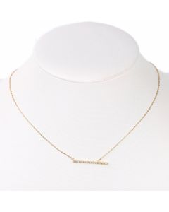 Sleek Gold Tone Designer Necklace with a Combination of Baguette & Brilliant Cut Sparkling Crystals (Gold Bar)