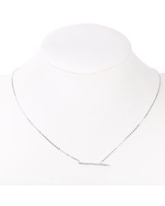 Sleek Silver (White Gold) Tone Designer Necklace with a Combination of Baguette & Brilliant Cut Sparkling Crystals (Silver Bar)