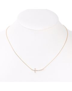 Contemporary Sideways Cross Necklace Twinkling Sparkling Crystals in a Gold Tone Setting (Gold Cross)