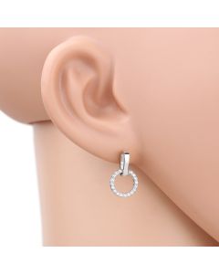 Sophisticated Silver (White Gold) Tone Designer Earrings with Twinkling Sparkling Crystals (Silver Sparkler 2)