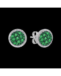 Designer Multi Stone Emerald & Diamond Halo Earrings