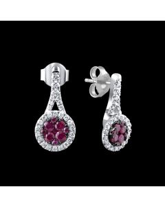 Designer Delicate Ruby with Diamond Halo Earrings