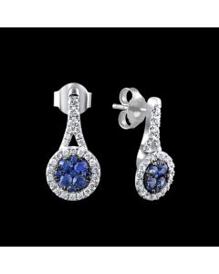 Designer Delicate Sapphire with Diamond Halo Earrings