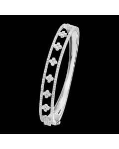 Sophisticated Clover Inspired Designer Diamond Statement Bangle Bracelet