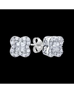 Mystical Clover Designer Multi-Stone Diamond Earrings