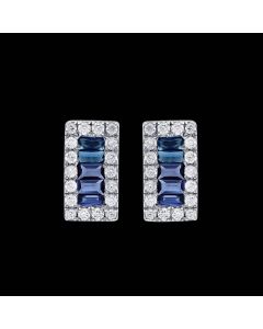 Delicate Designer Diamond & Sapphire Earrings