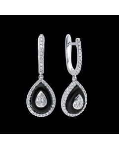 Captivating & Dangling Jet Black and Diamond Multi Stone Designer Statement Earrings