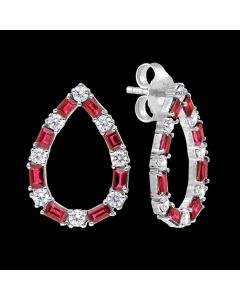 Designer "Lover's Tear Drop" Diamond & Ruby Earrings